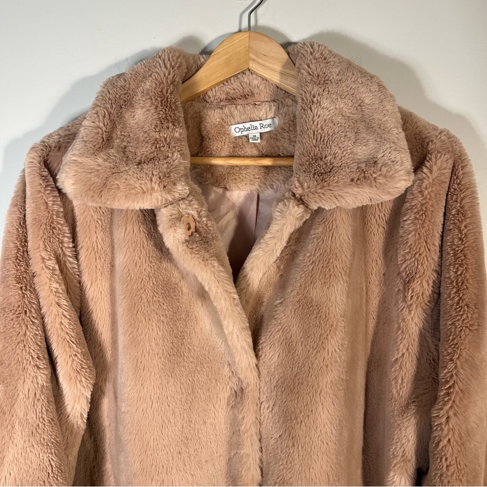 Ophelia Roe Faux Fur Coat Soft Pink Rose Cozy 1X - Picture 2 of 6